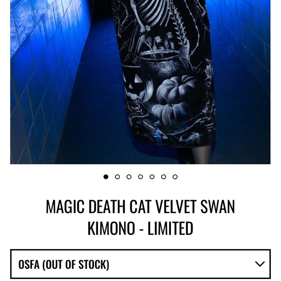 Blackmilk Skeleton Bat Cat Velvet Swan Kimono Size OSFA NWT Skeleton Wings - Picture 3 of 16